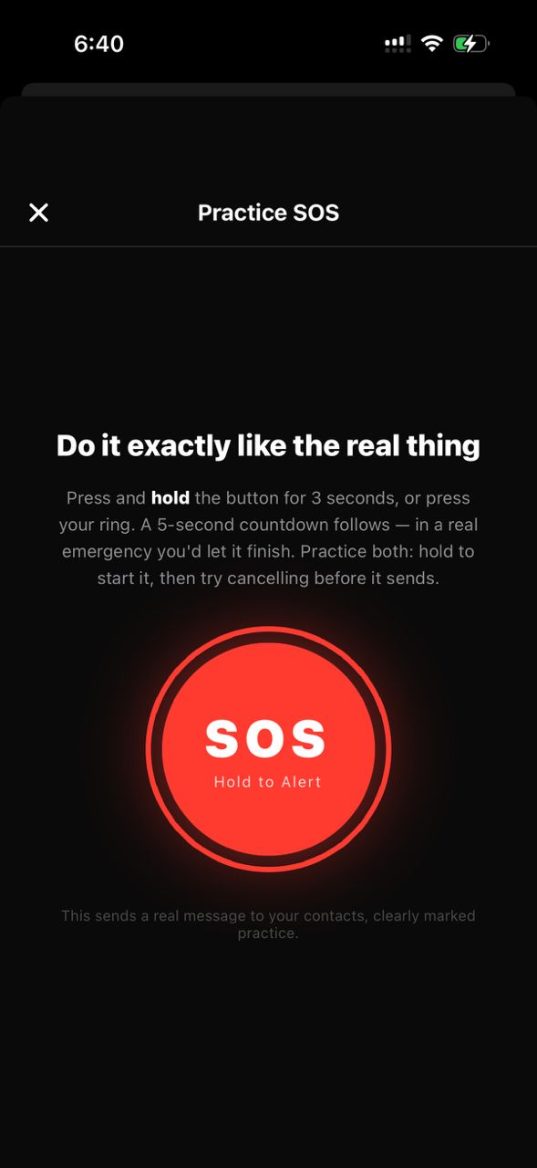 Practice SOS screen