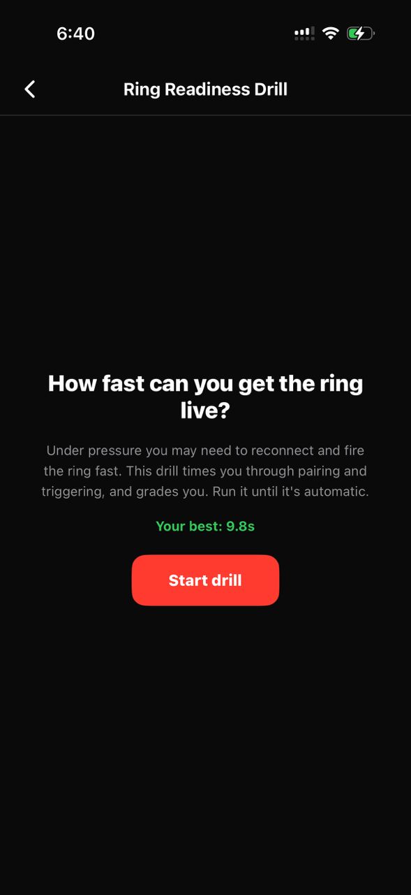 Ring readiness drill with best time