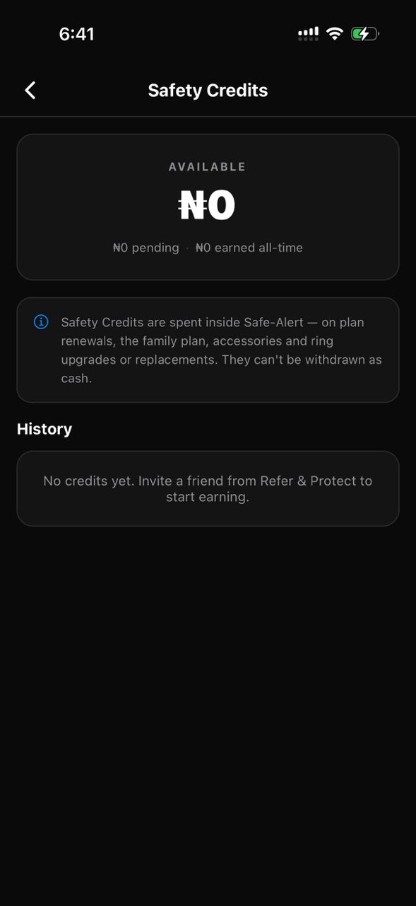 Safety Credits wallet